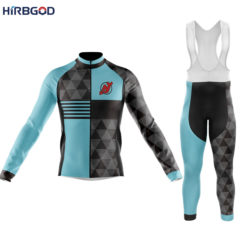 HIRBGOD Mens American Pattern Cycling Jersey Set Long Sleeve Cyclist Shirt Bike Gear Workout Cold Weather Cycling Pants